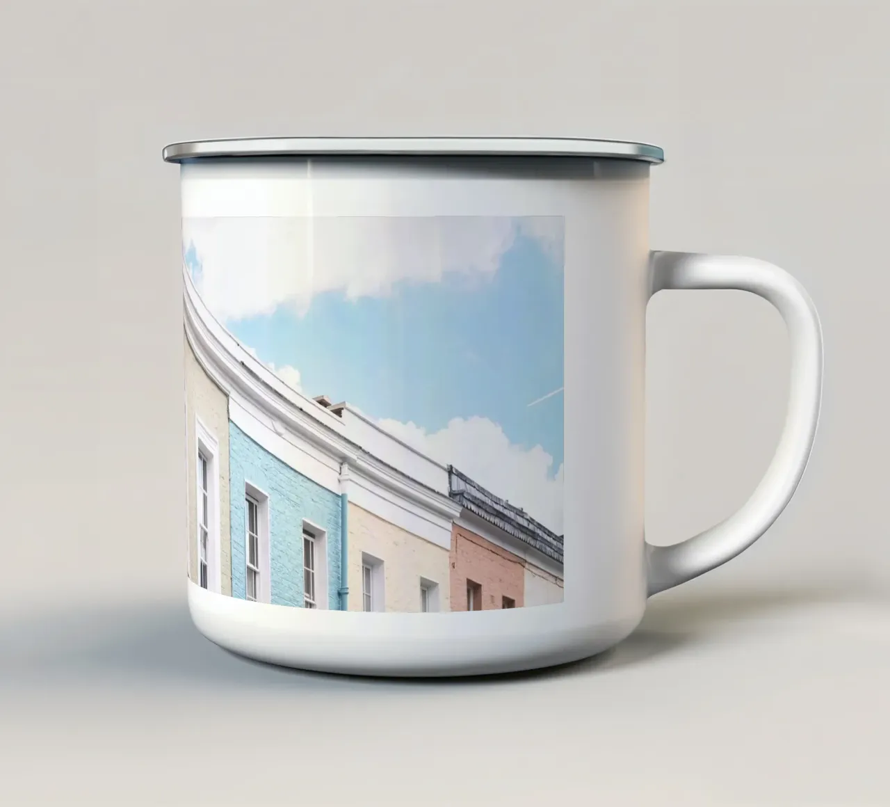 Londra, Inghilterra I Facciate di case dai colori pastello tazza in smalto da Julie Travel Photography