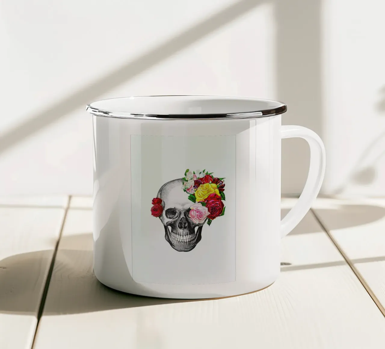 Skull with roses tazza in smalto da Rococco LA