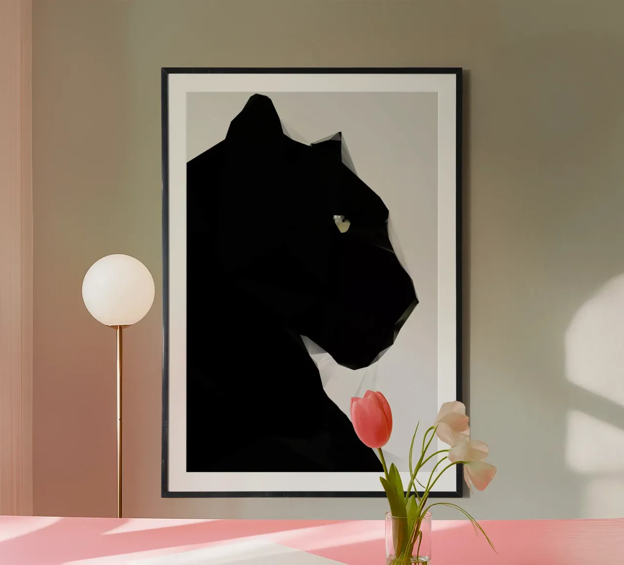Black Panther Geo poster con telaio in plastica da Three Of The Possessed