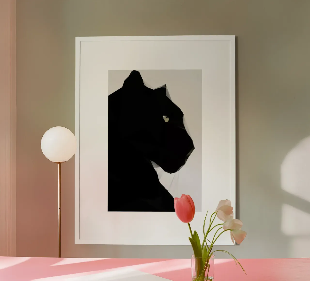 Black Panther Geo poster con telaio in plastica da Three Of The Possessed