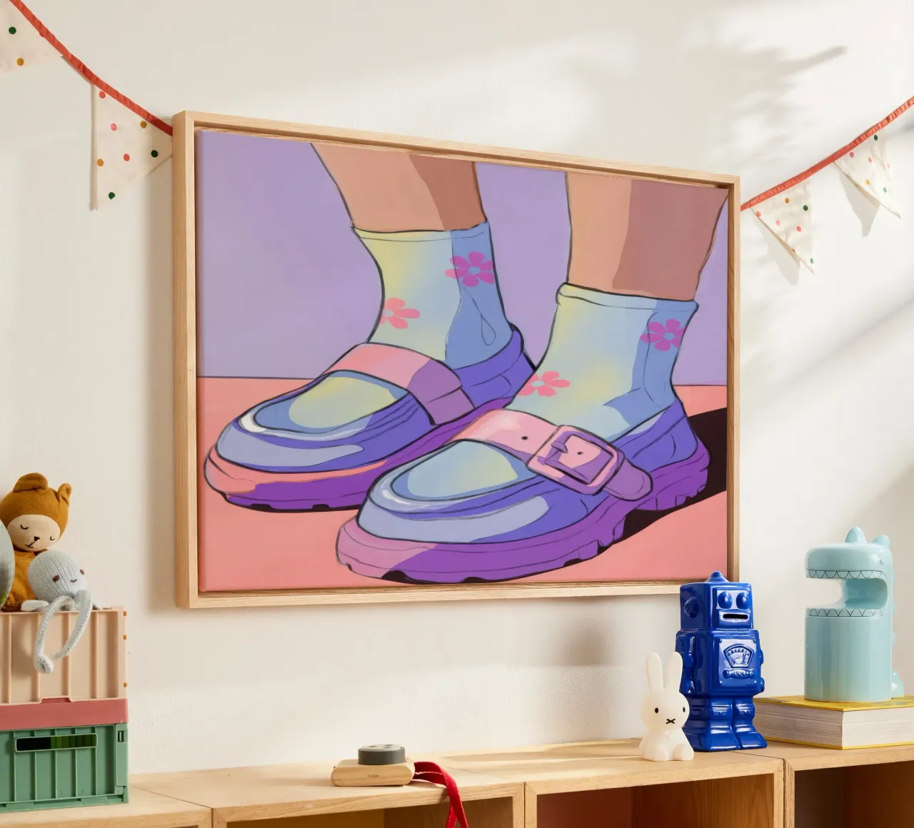 Sinfonia di scarpe pastello tela con Cornice a cassetta da Prism Palette