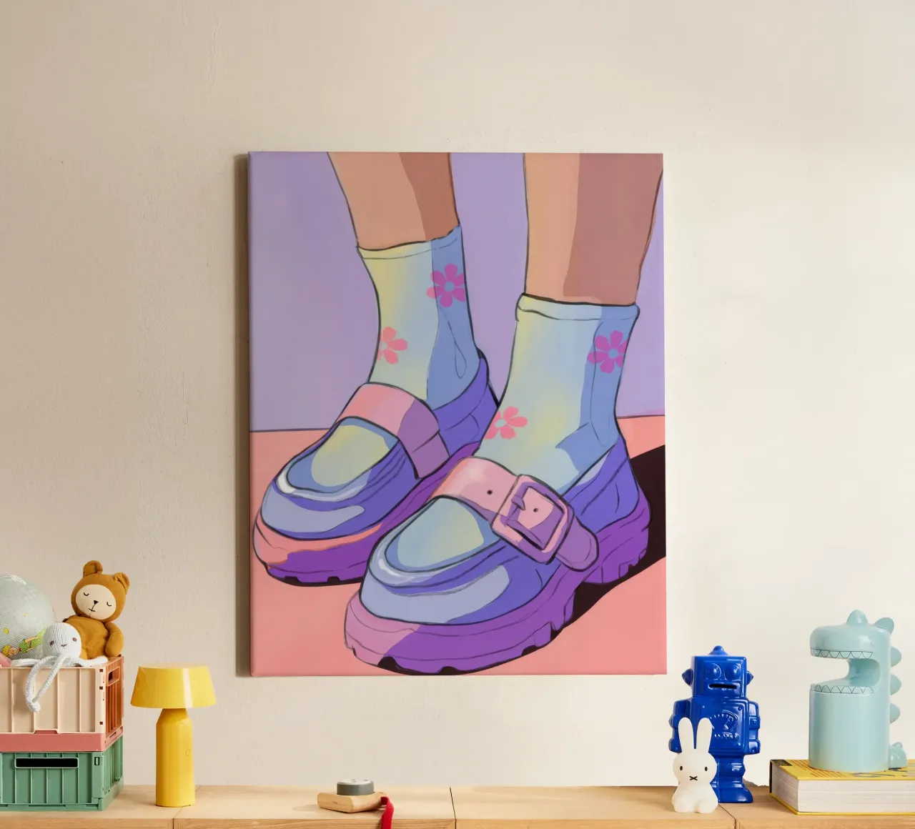 Sinfonia di scarpe pastello tela con Cornice a cassetta da Prism Palette