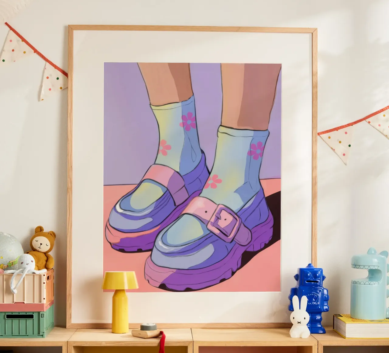 Sinfonia di scarpe pastello poster con telaio in plastica da Prism Palette