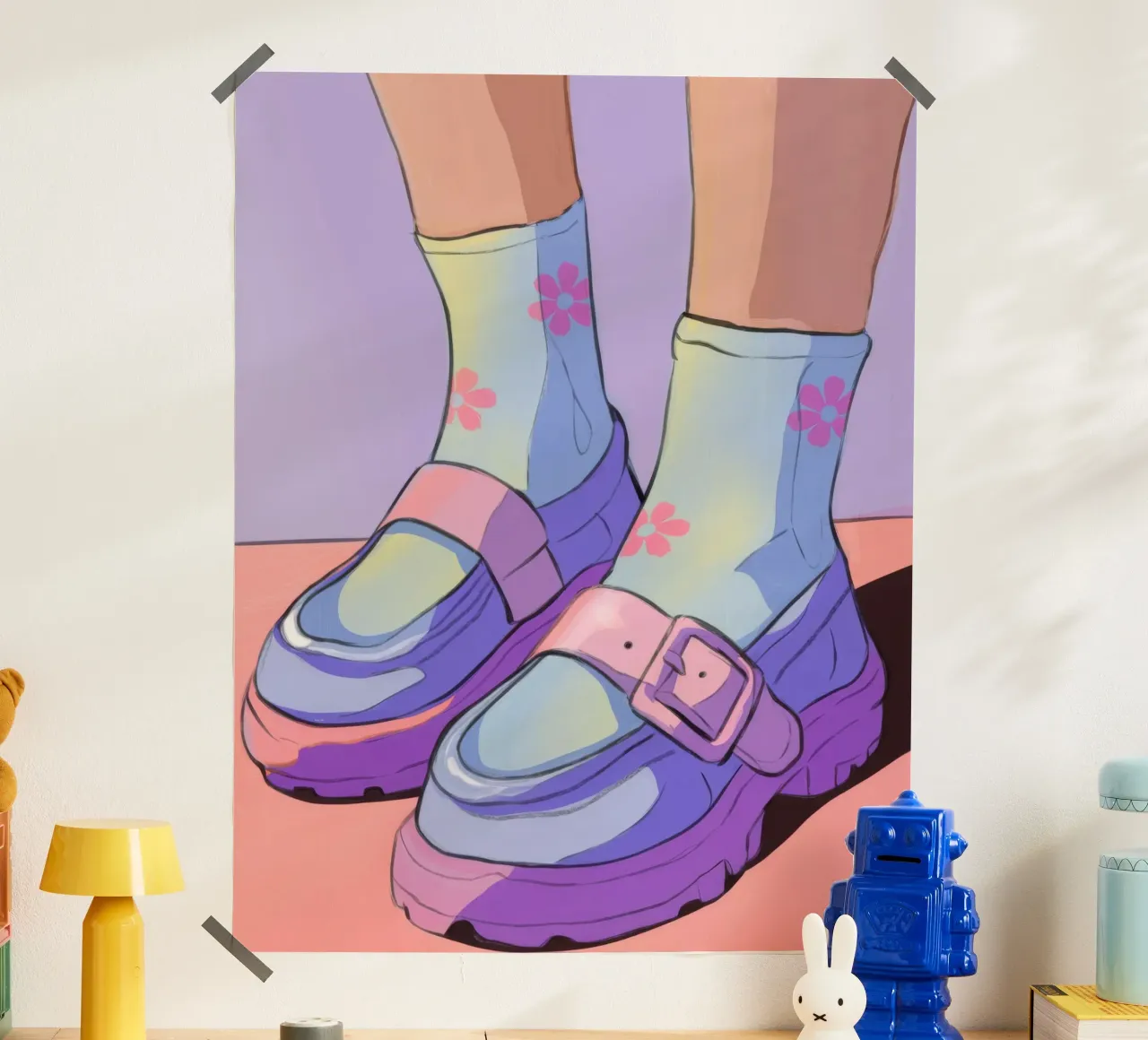 Sinfonia di scarpe pastello poster con telaio in plastica da Prism Palette