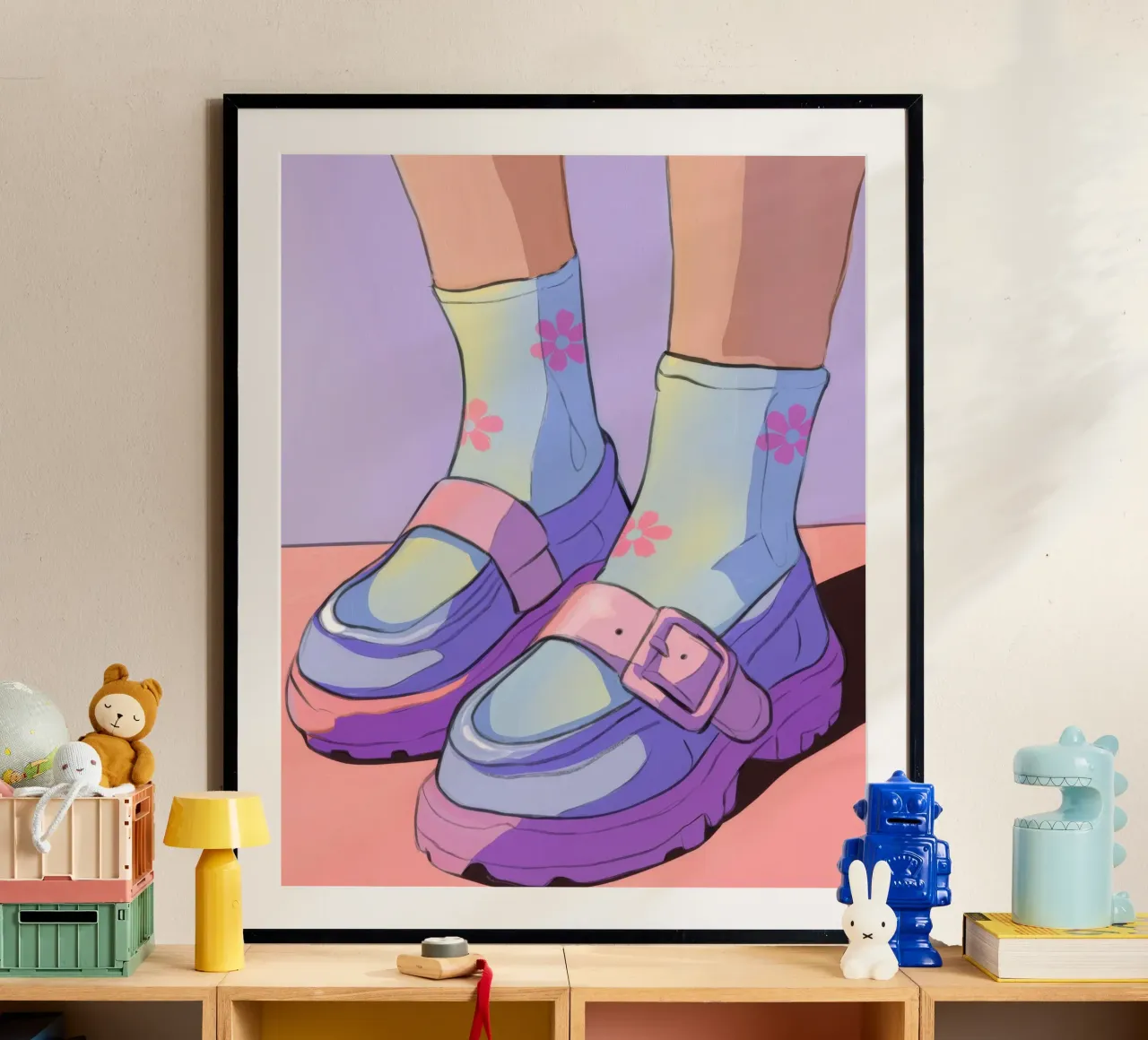 Sinfonia di scarpe pastello poster con telaio in plastica da Prism Palette