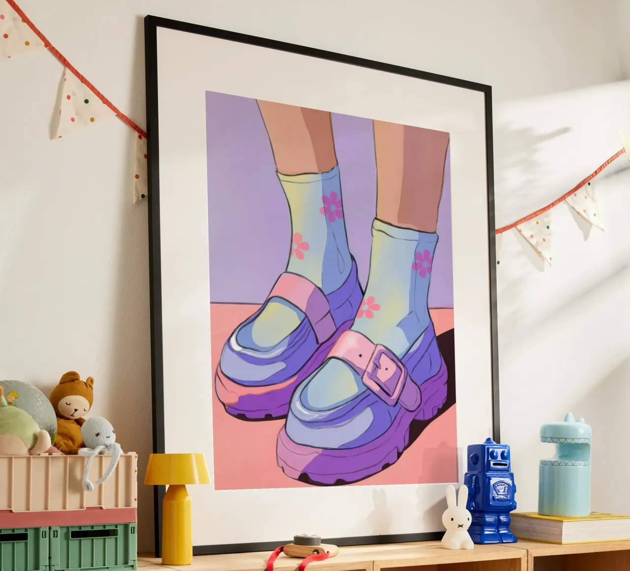 Sinfonia di scarpe pastello poster con telaio in plastica da Prism Palette