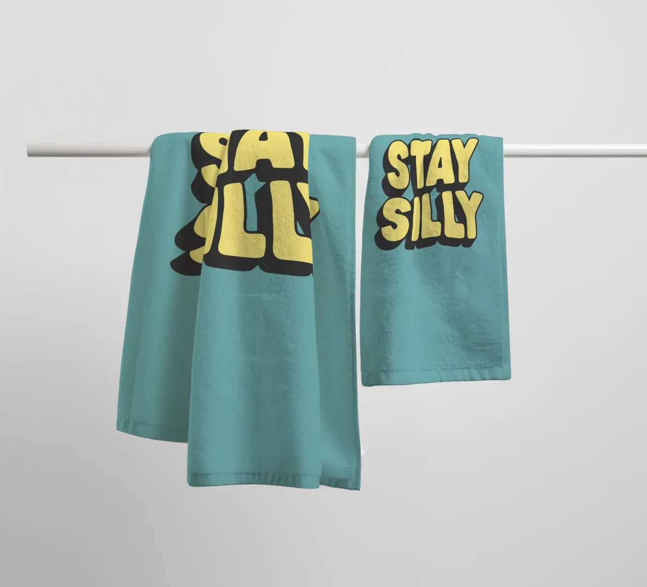 Stay Silly Cheerful Playful Vibrant Quirky Typography Print towel by THE MOTIVATED TYPE