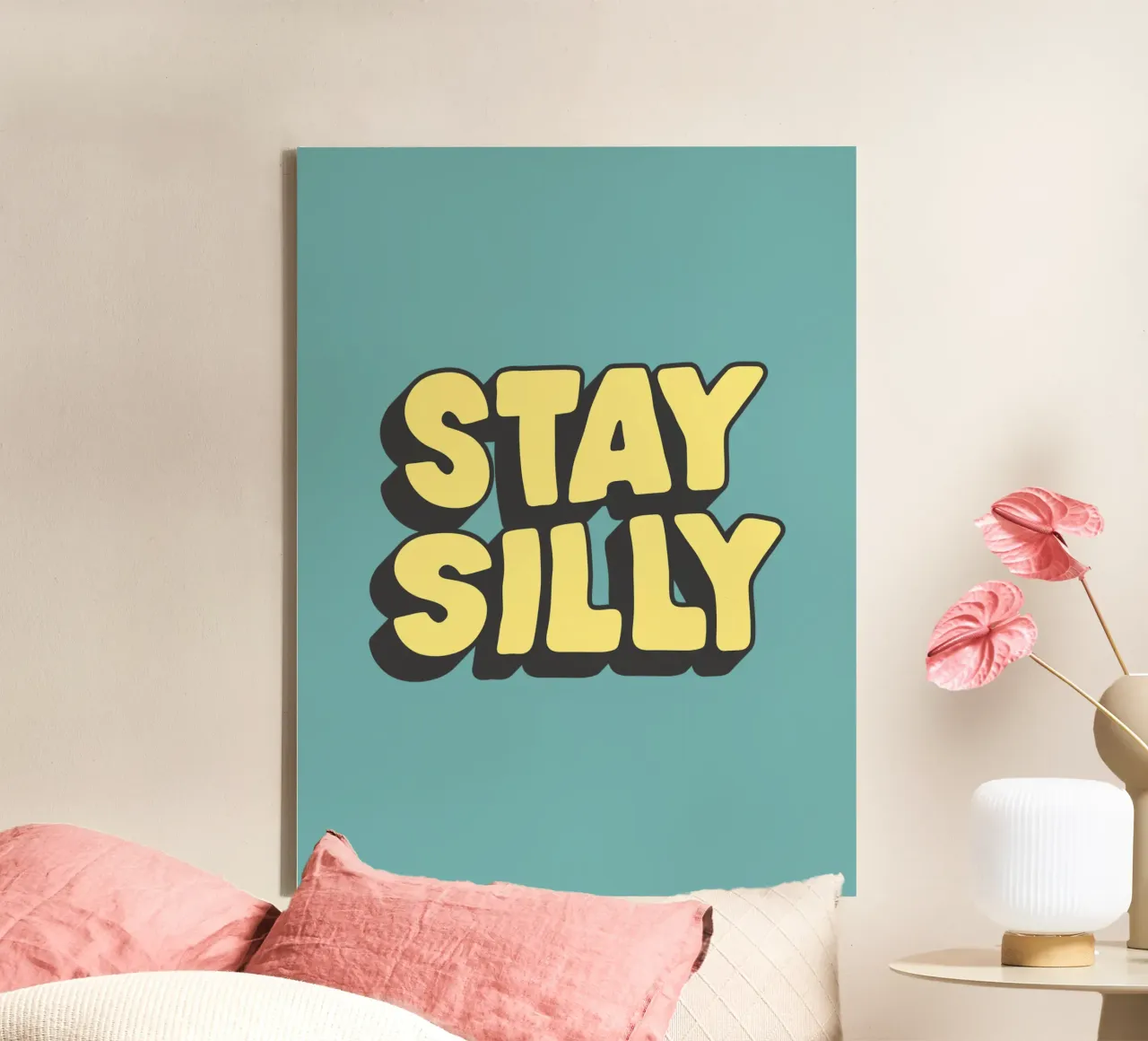 Stay Silly Cheerful Playful Vibrant Quirky Typography Print canvas with Floater frame by THE MOTIVATED TYPE