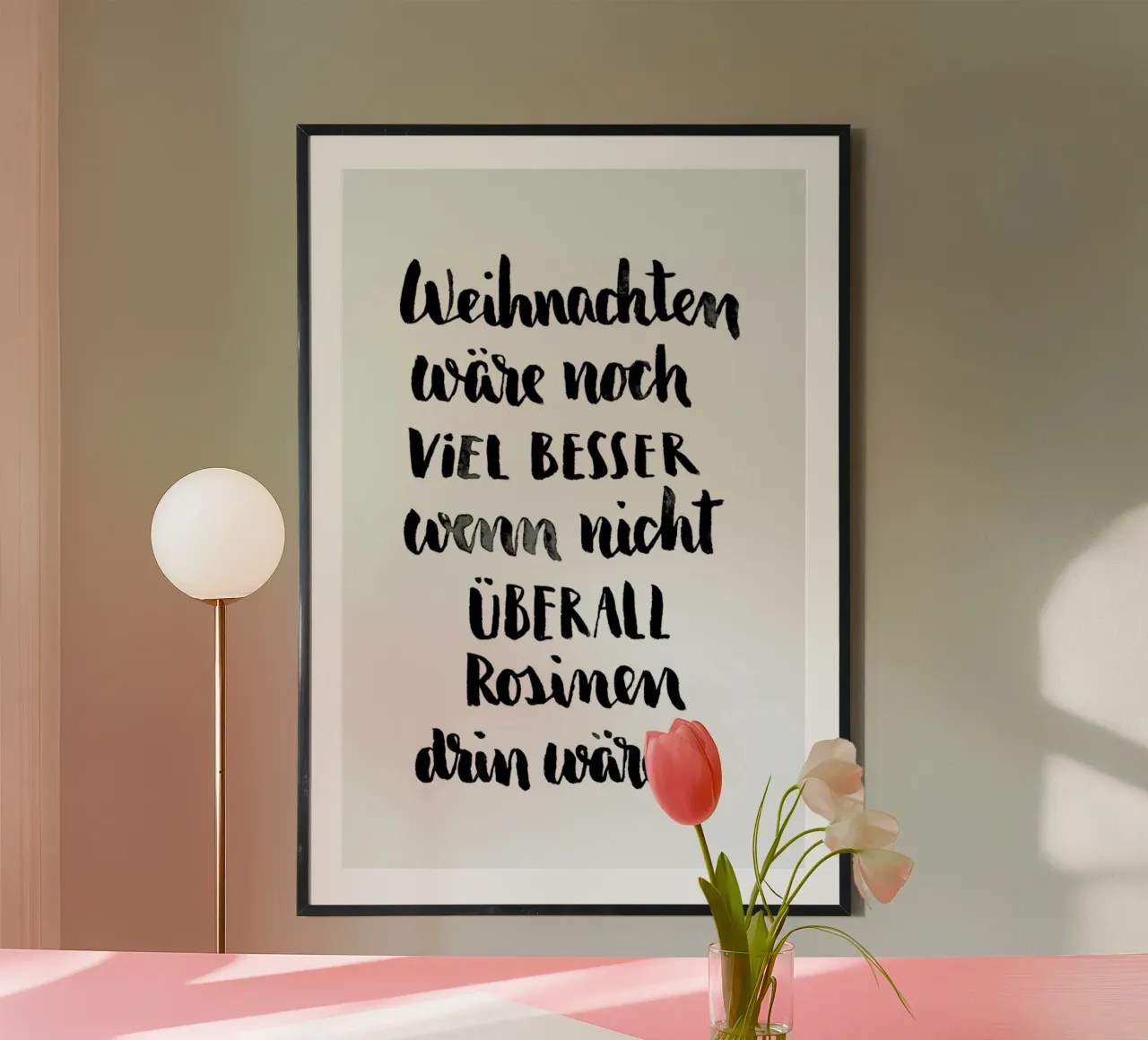 Weniger Rosinen poster con telaio in plastica da Brushmeetspaper