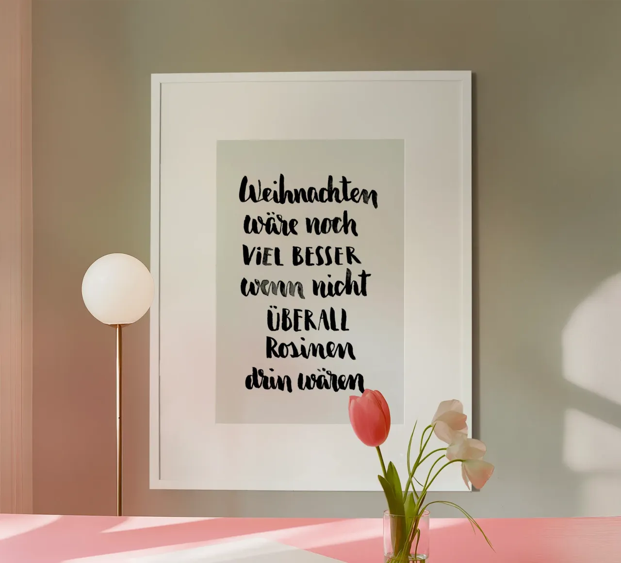 Weniger Rosinen poster con telaio in plastica da Brushmeetspaper