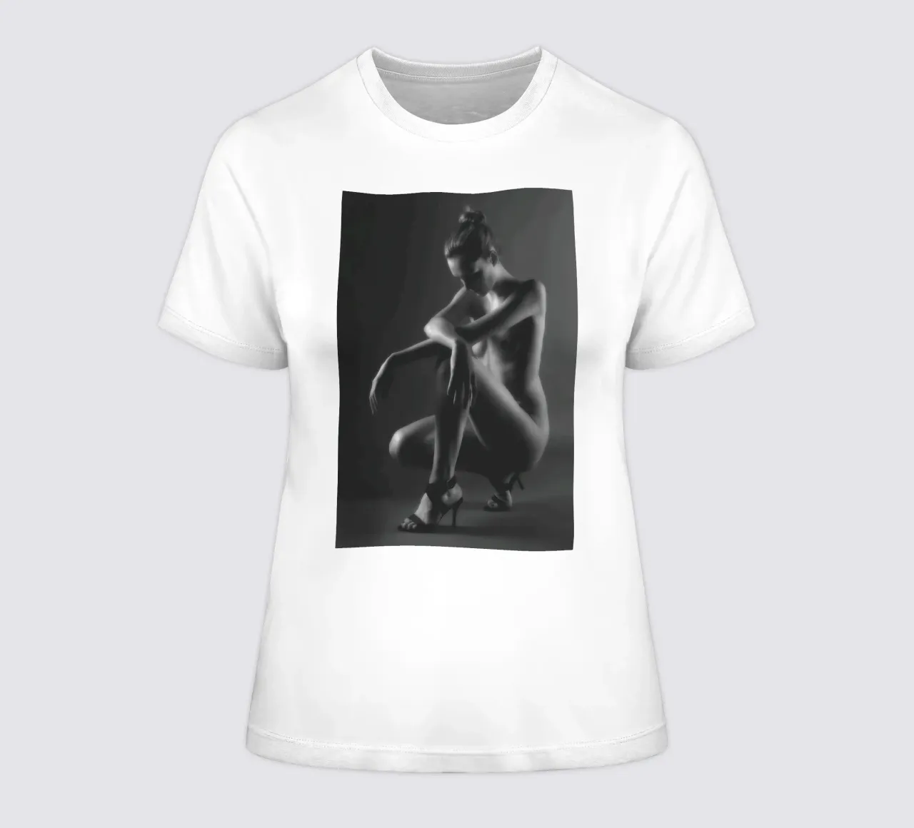 Crouching Nude women's fitted t-shirt by Dave Hare Photography