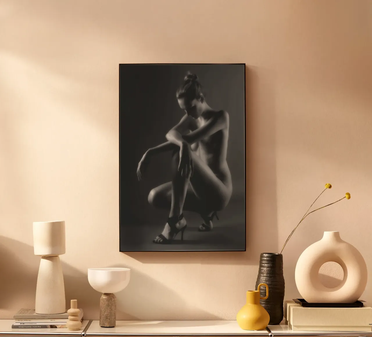 Crouching Nude acrylic glass by Dave Hare Photography