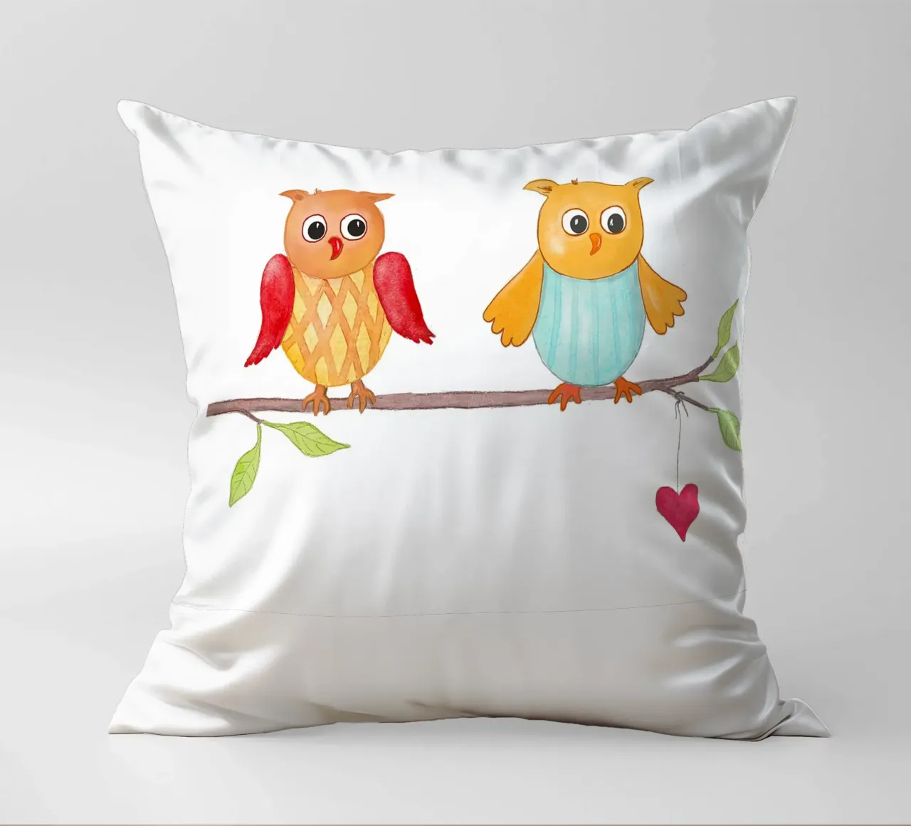 Eulen auf einem Zweig cuscino da Farbwelten