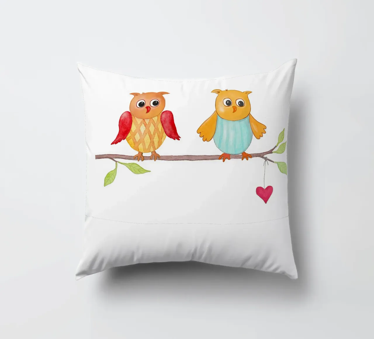 Eulen auf einem Zweig cuscino da Farbwelten