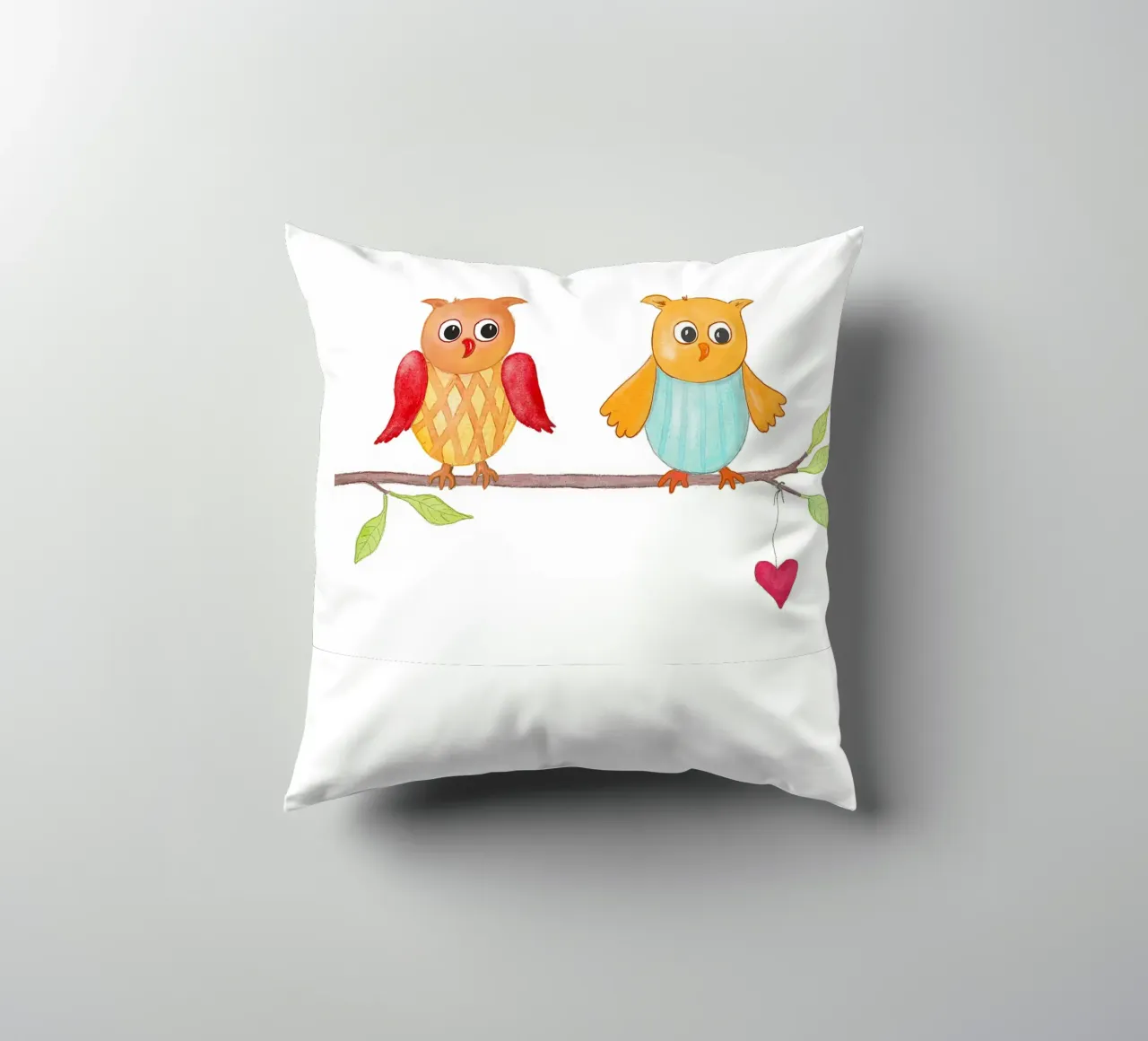 Eulen auf einem Zweig cuscino da Farbwelten