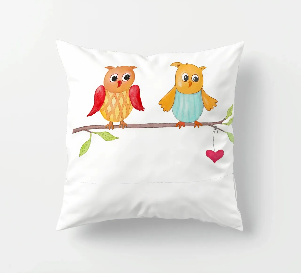 Eulen auf einem Zweig cuscino da Farbwelten