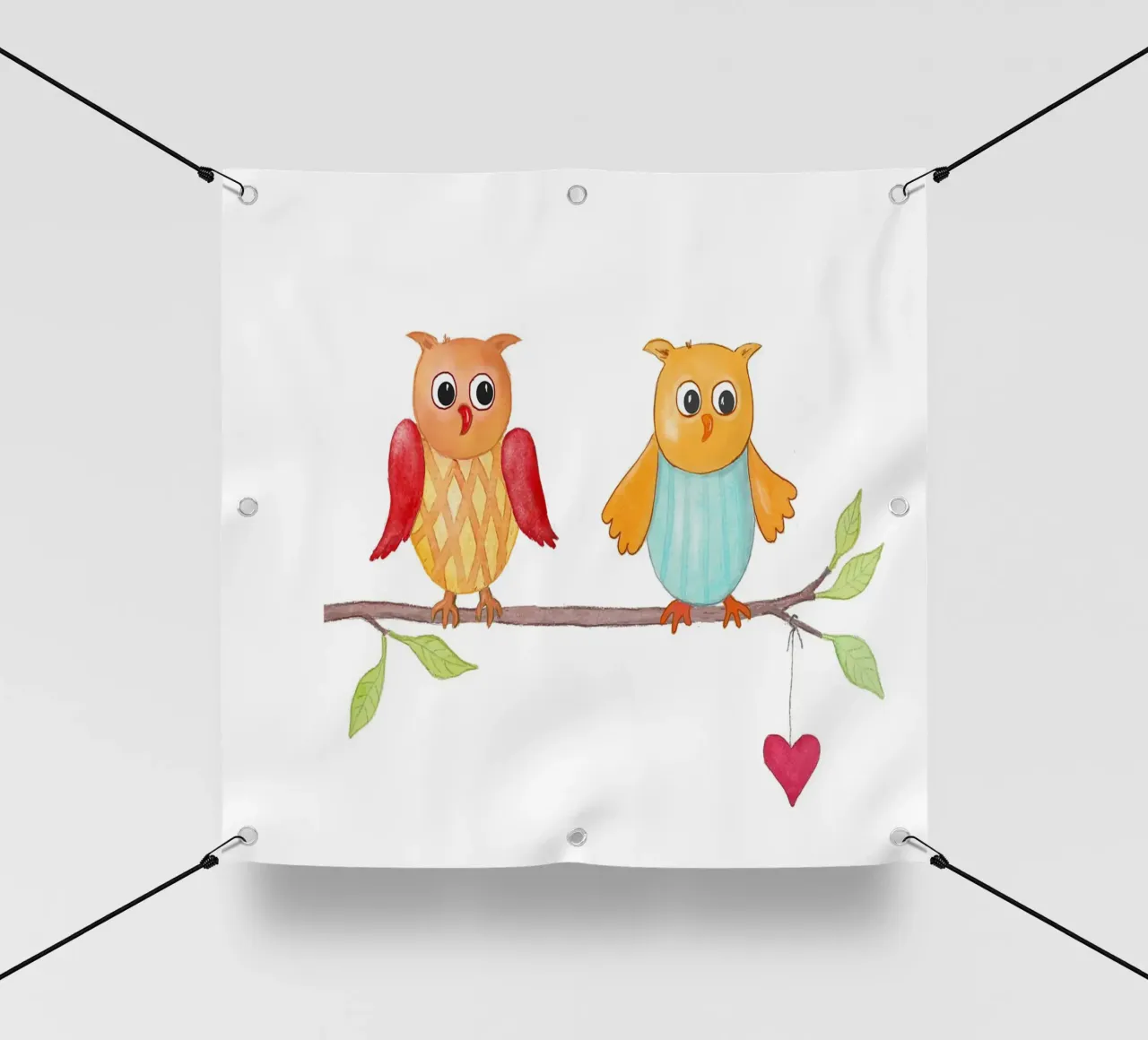 Eulen auf einem Zweig telo in pvc da Farbwelten