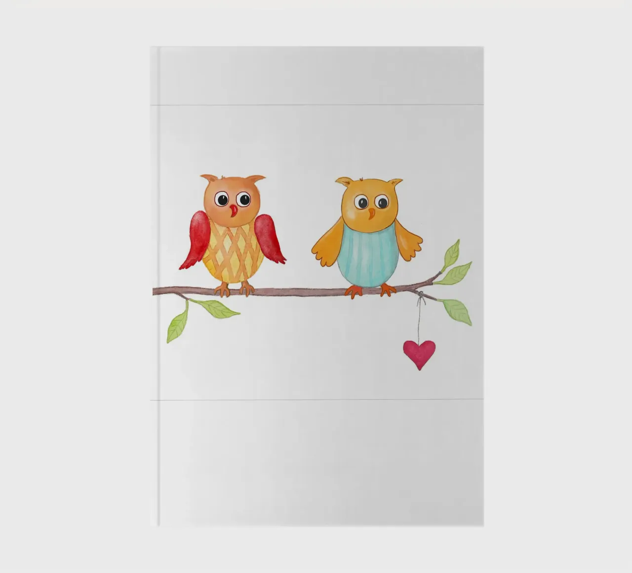 Eulen auf einem Zweig notebook by Farbwelten