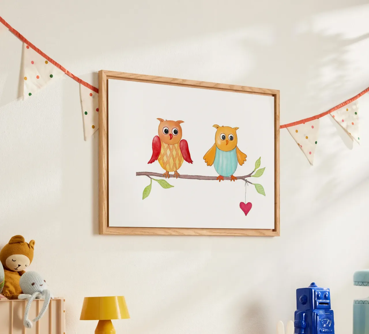 Eulen auf einem Zweig acrylic glass by Farbwelten