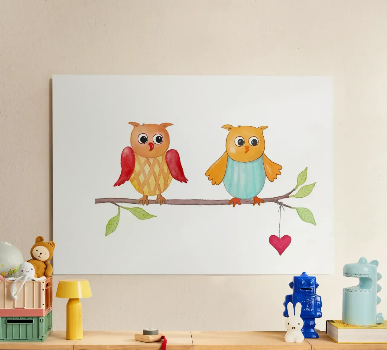 Eulen auf einem Zweig alluminio dibond da Farbwelten