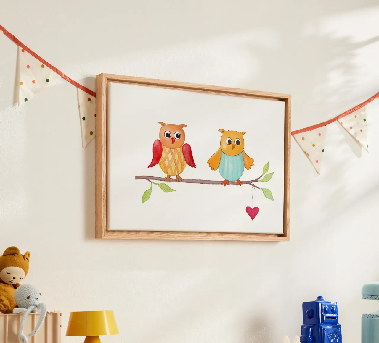 Eulen auf einem Zweig tela da Farbwelten