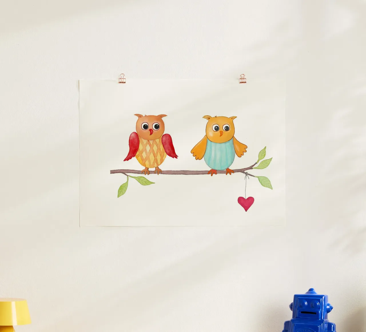 Eulen auf einem Zweig carta hahnemühle da Farbwelten