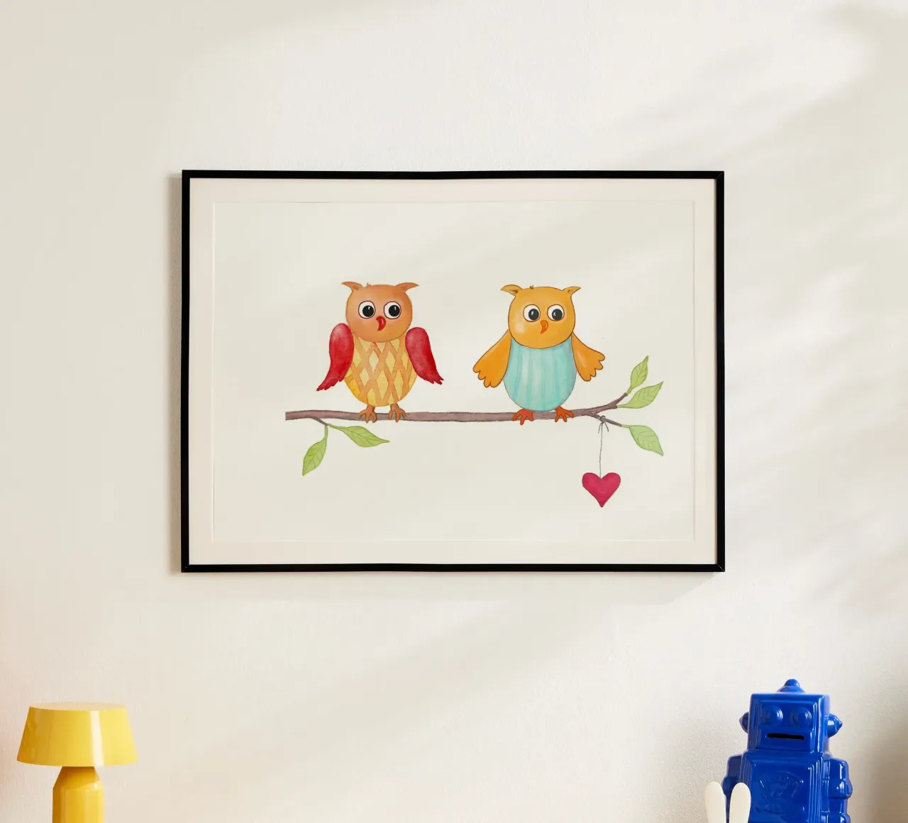 Eulen auf einem Zweig carta hahnemühle da Farbwelten