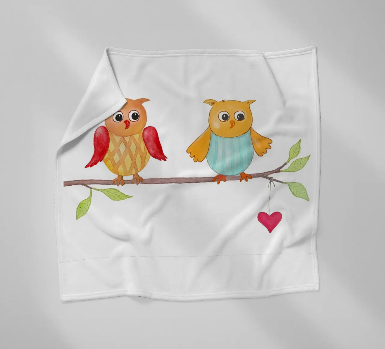 Eulen auf einem Zweig coperta in pile da Farbwelten