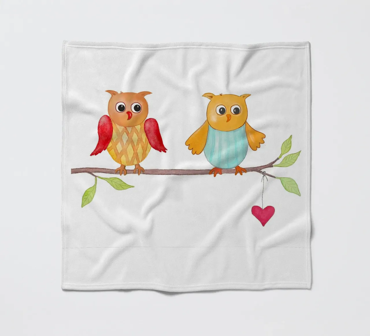 Eulen auf einem Zweig coperta in pile da Farbwelten