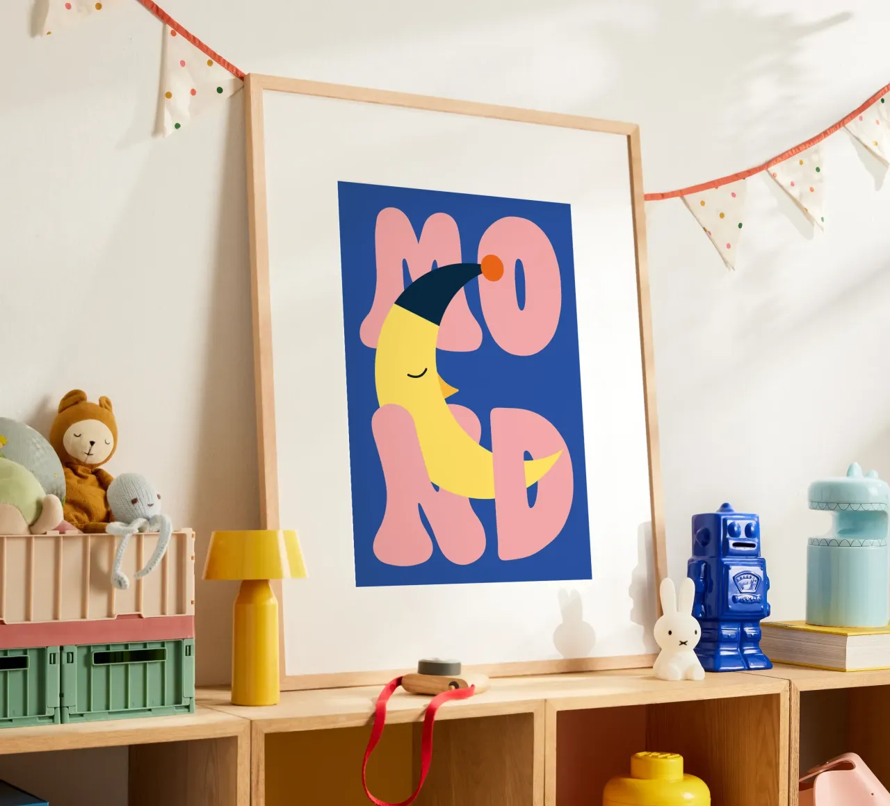 Luna addormentata poster con telaio in plastica da Susann Stefanizen