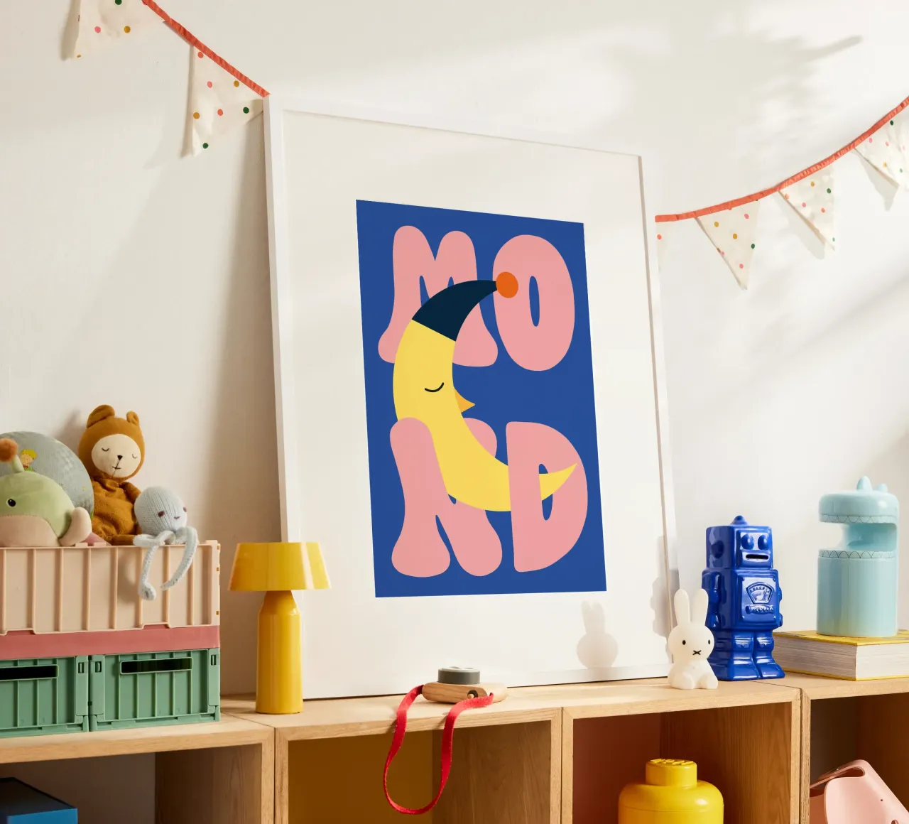 Luna addormentata poster con telaio in plastica da Susann Stefanizen