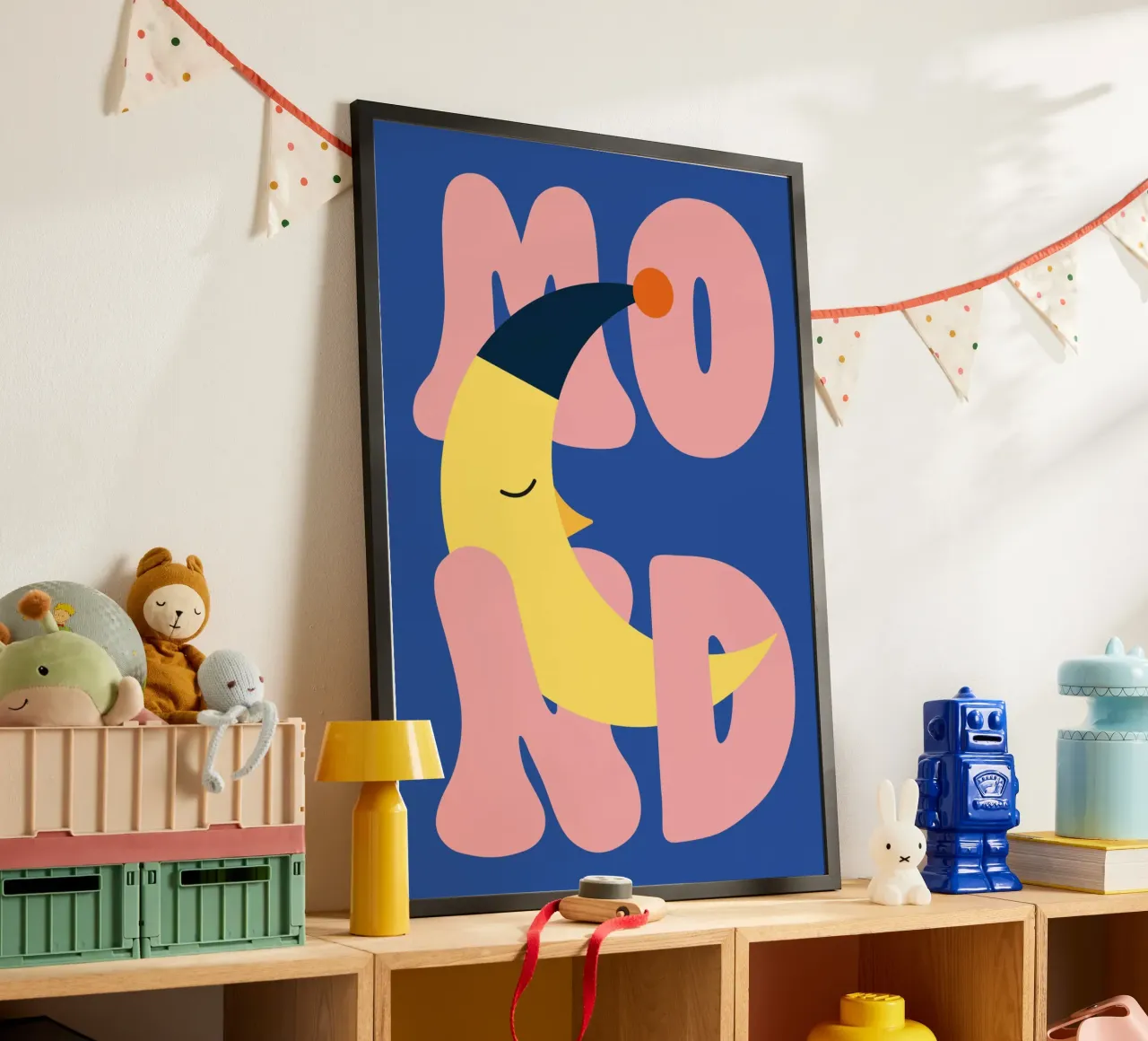 Luna addormentata poster con telaio in plastica da Susann Stefanizen