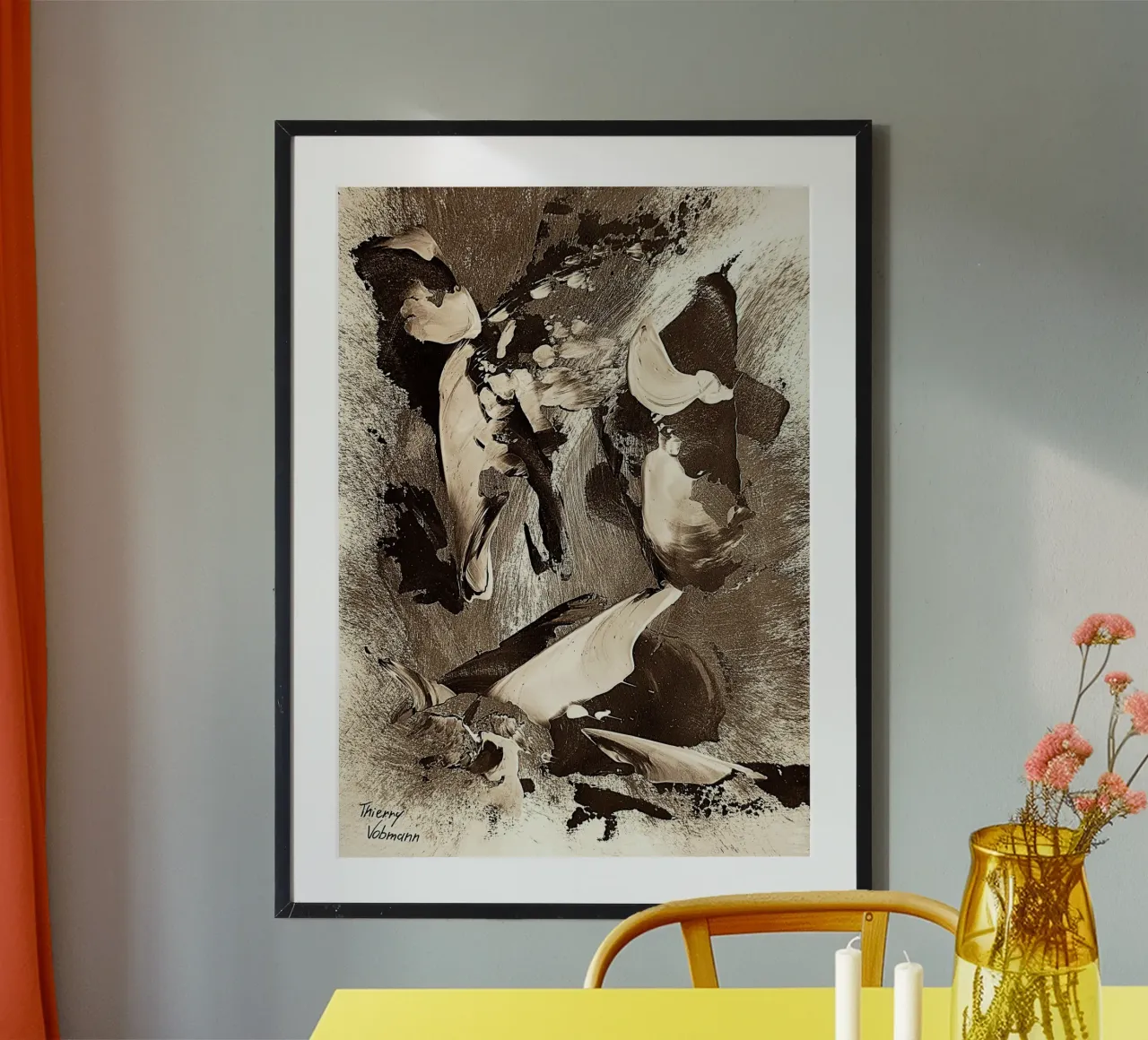 SEPIA 32 poster con telaio in legno da Thierry Vobmann Abstract painting