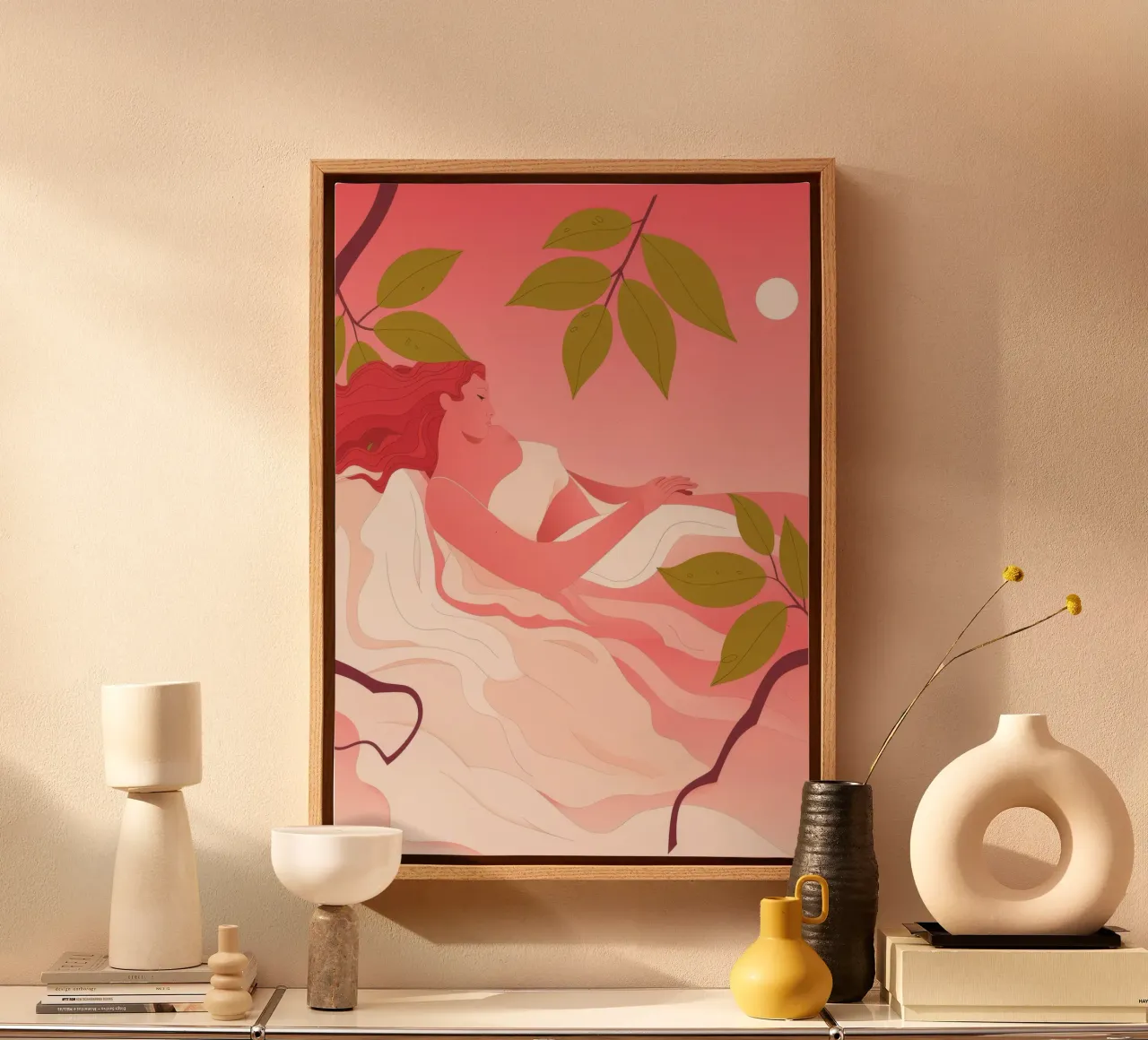 Leaf Dream Serenade canvas with Floater frame by Prism Palette
