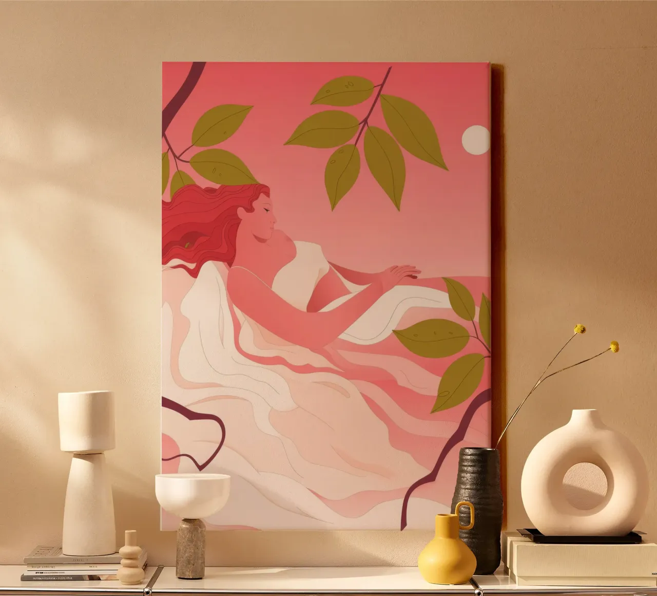 Leaf Dream Serenade canvas with Floater frame by Prism Palette