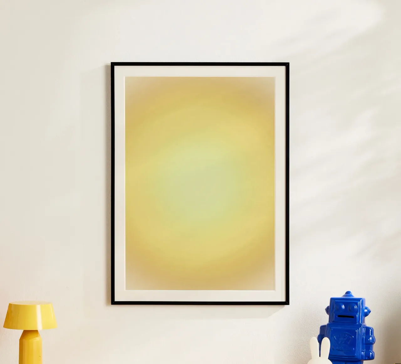 Golden Breathing Space Poster mit Holzrahmen von KidzStudio