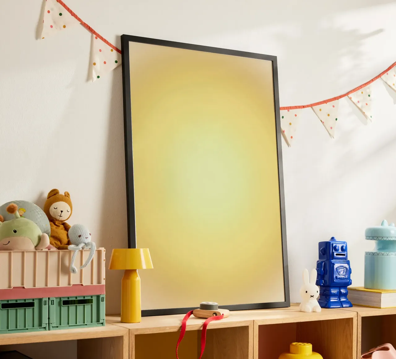 Golden Breathing Space Poster mit Holzrahmen von KidzStudio