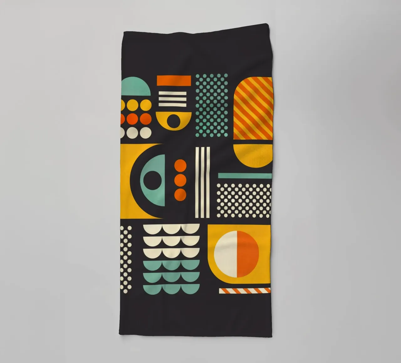 Bauhaus Geometric Pattern Art Print - Gris oscuro y tonos tierra toalla de baño de showmemars
