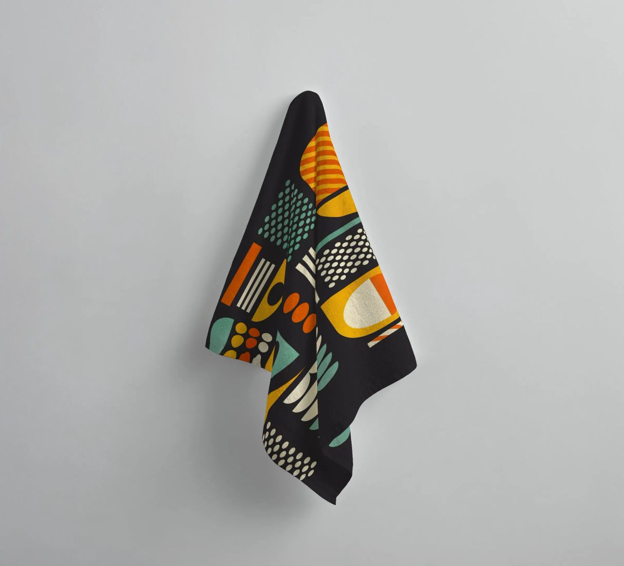 Bauhaus Geometric Pattern Art Print - Dark Gray & Earth Tone towel by showmemars