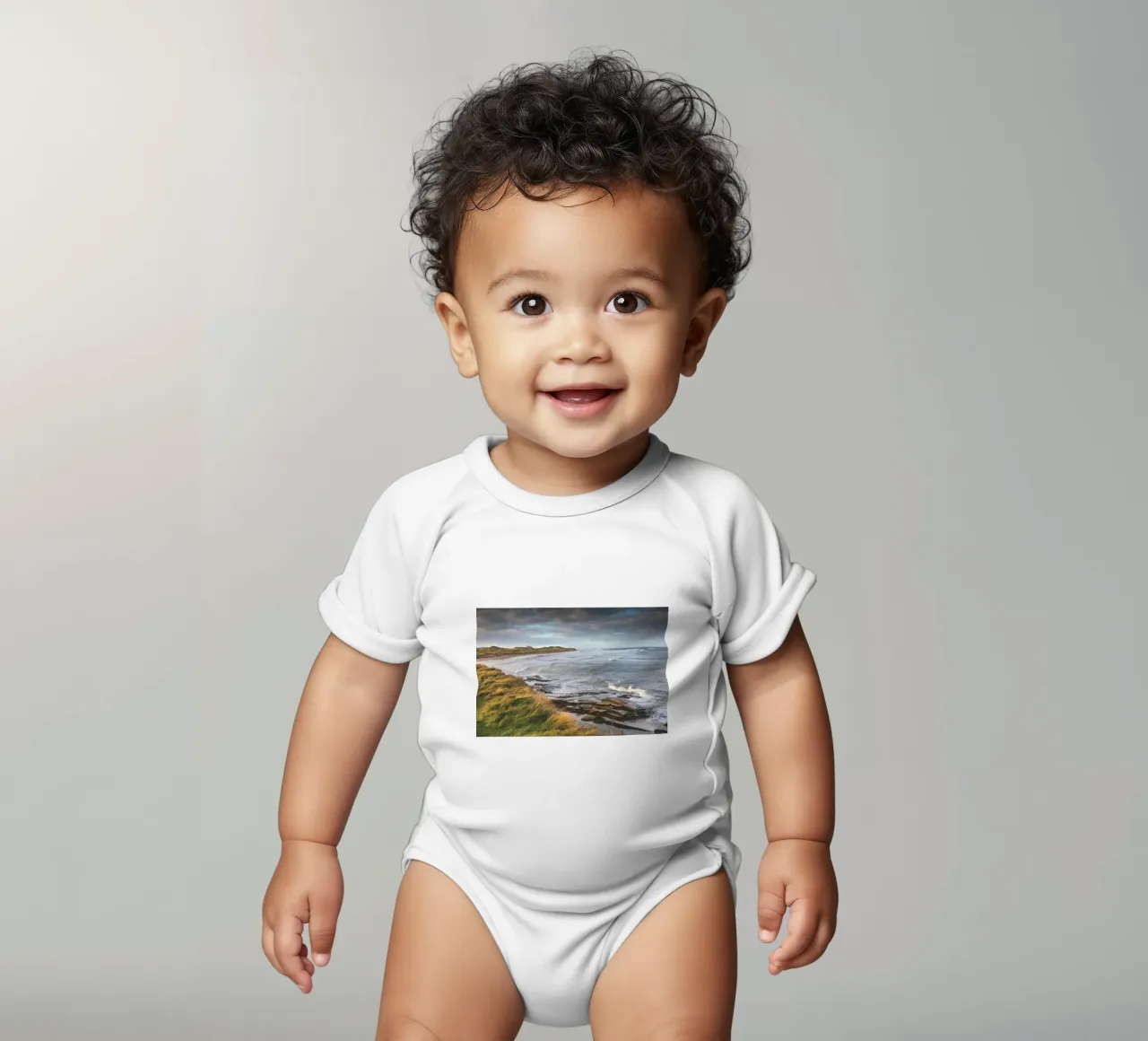 Nothumbrian Beach body neonato maniche corte da Dave Hare Photography