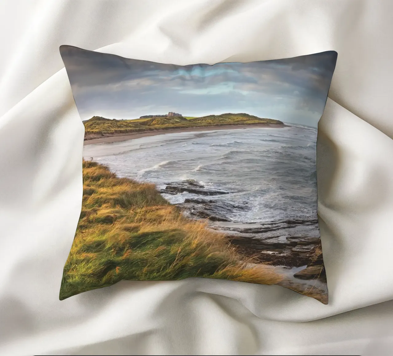 Nothumbrian Beach cuscino da Dave Hare Photography