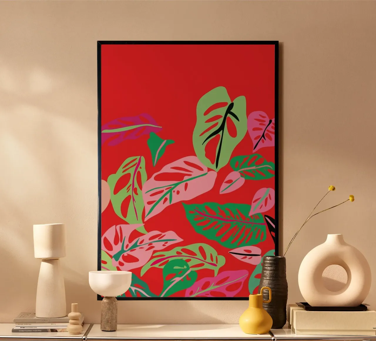 Monstera Obliqua poster con telaio in alluminio da Mariery Young