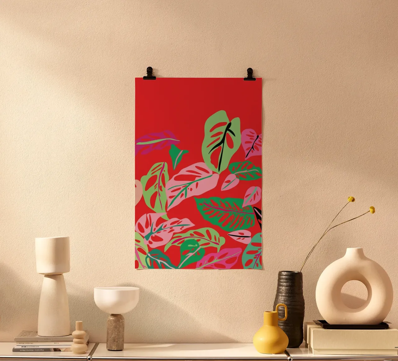Monstera Obliqua poster con telaio in alluminio da Mariery Young