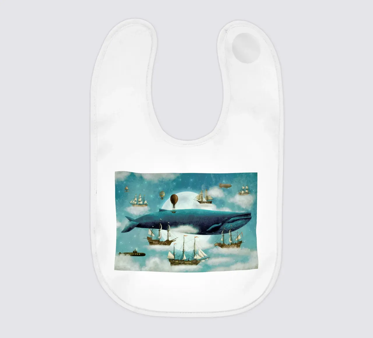 Ocean Meets Sky - picture book interior baby bib by Terry Fan
