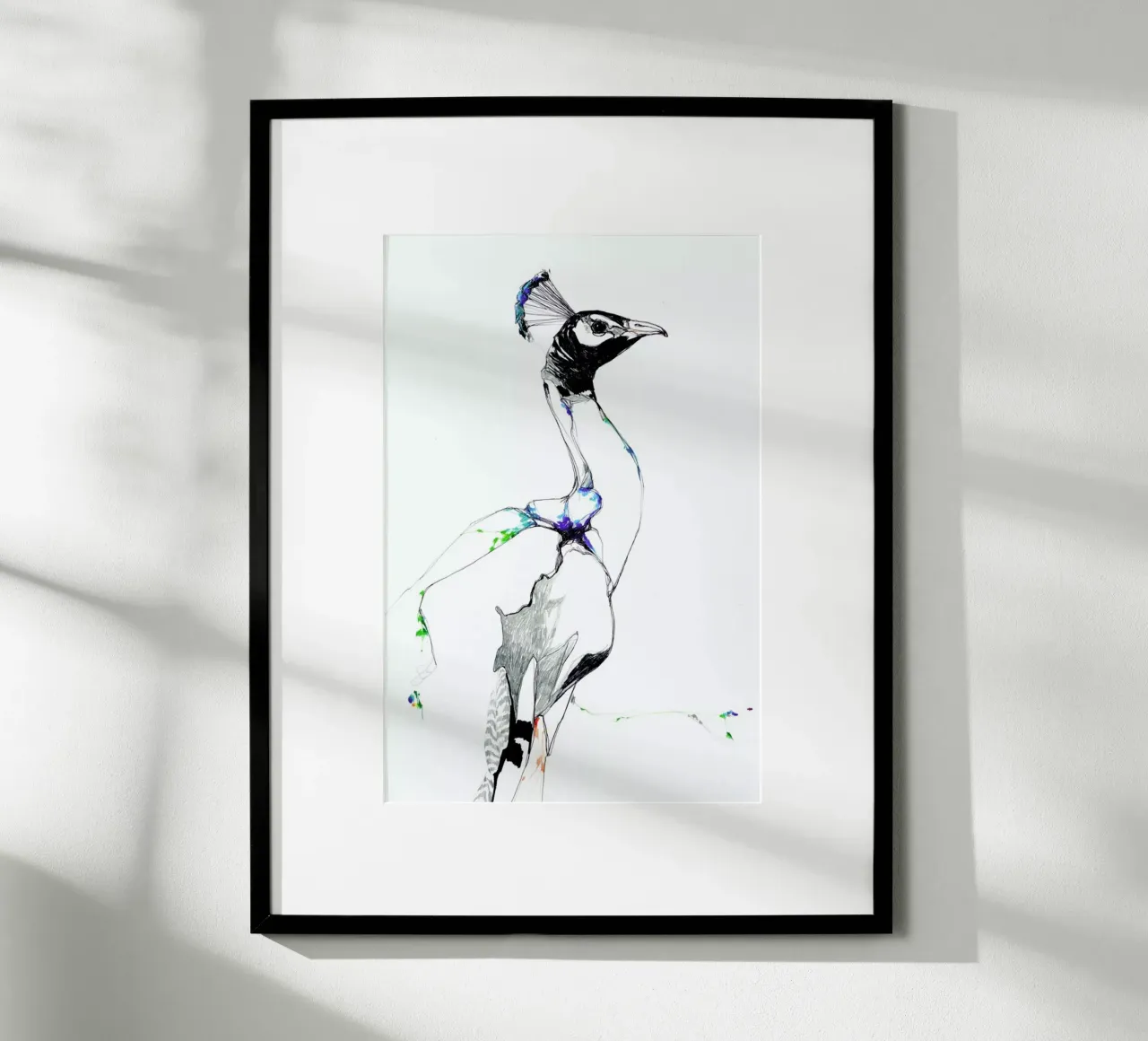 Peacock II poster con telaio in legno da Mala Alani