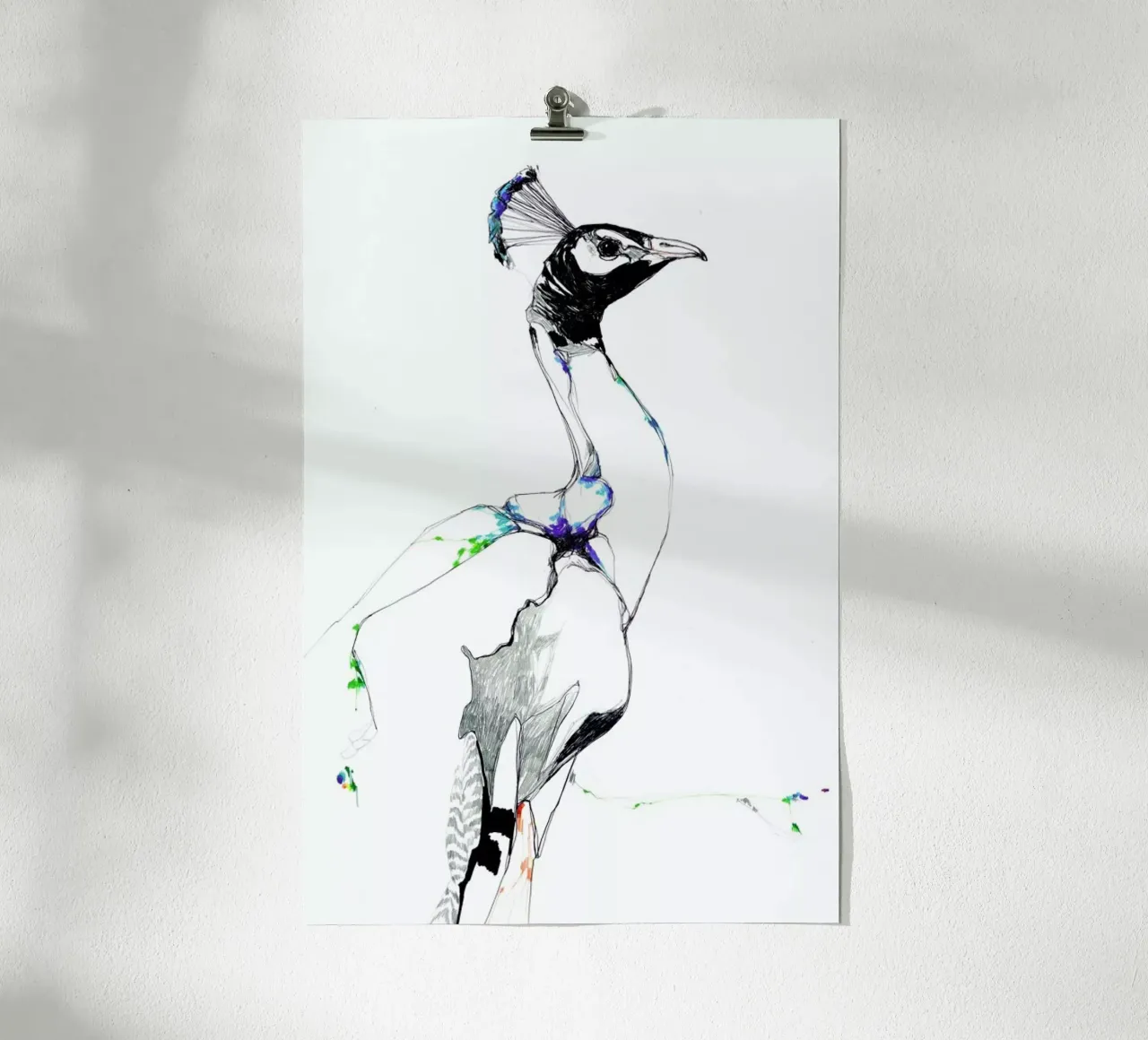 Peacock II poster con telaio in legno da Mala Alani