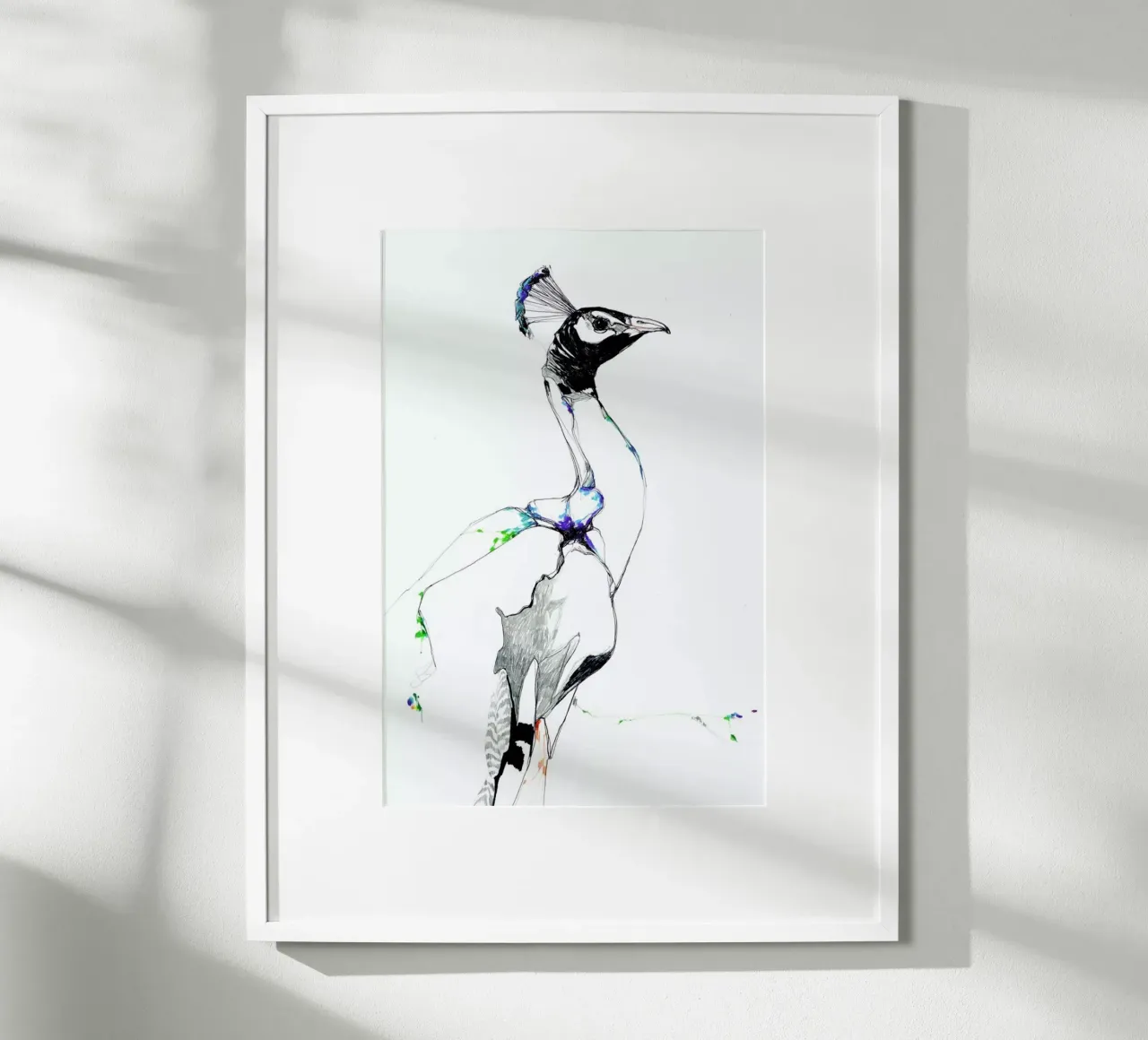 Peacock II poster con telaio in legno da Mala Alani