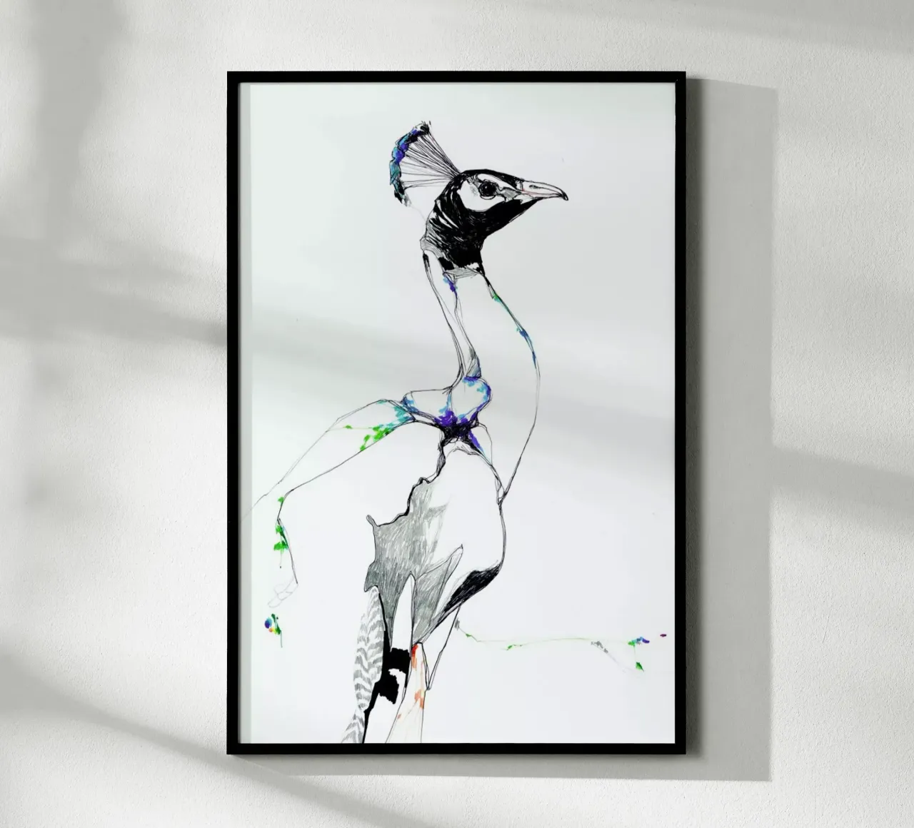 Peacock II poster con telaio in legno da Mala Alani