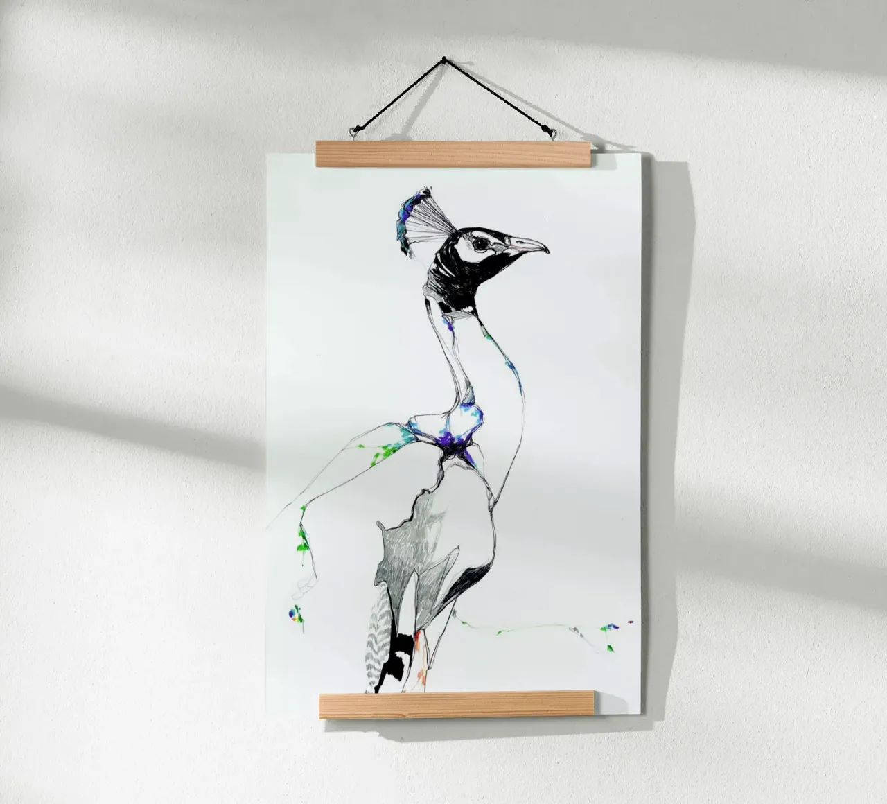 Peacock II poster con telaio in legno da Mala Alani