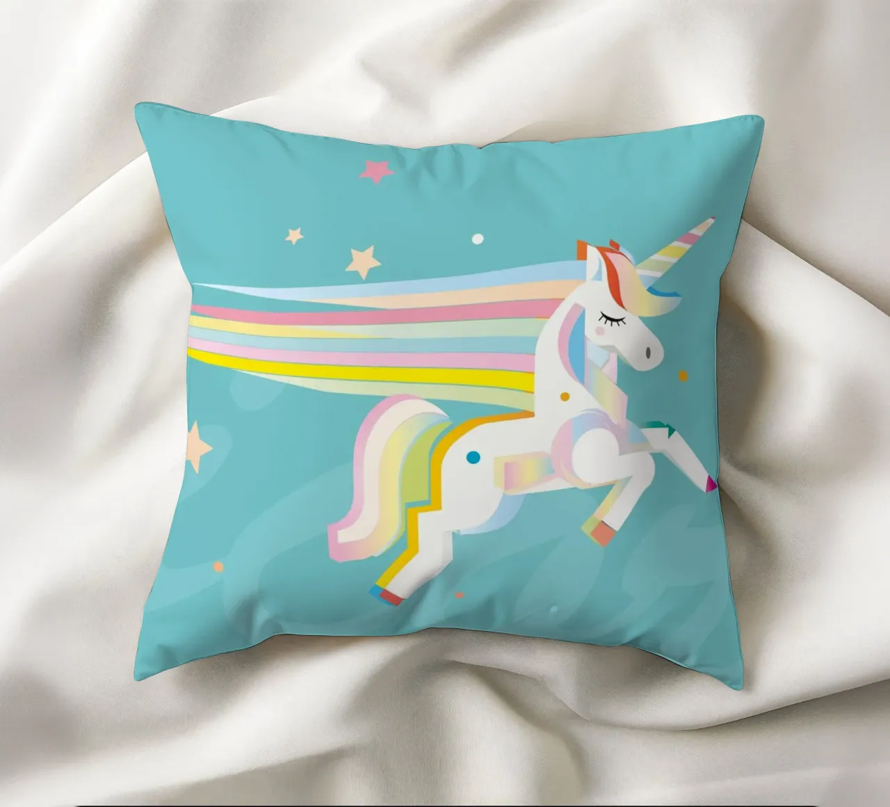 Magical unicorn - Colourful illustration decorative cushion by namosh